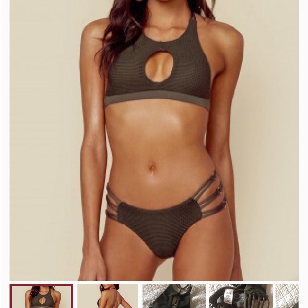 Blue life bikini top forest green